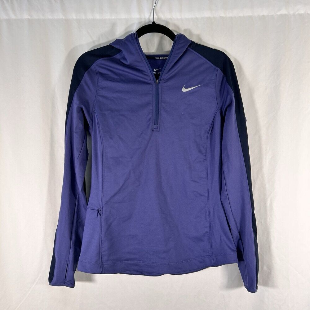 Nike Hoodie Jacket Women's Medium Purple 1/4 Zip Pullover Pockets Long Sleeve